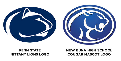 Penn State Nitanny Lions Logo vs. New Buna High School Cougars Logo